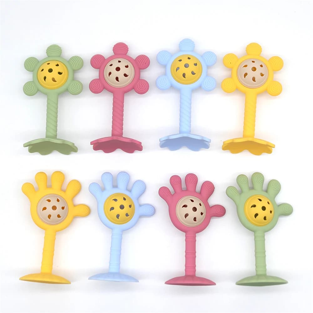 1/4/8pcs Rotating Rattle Ball Grasping Activity Baby Development Toy Silicone Teether Baby Sensory Toys for Babies Baby Toys