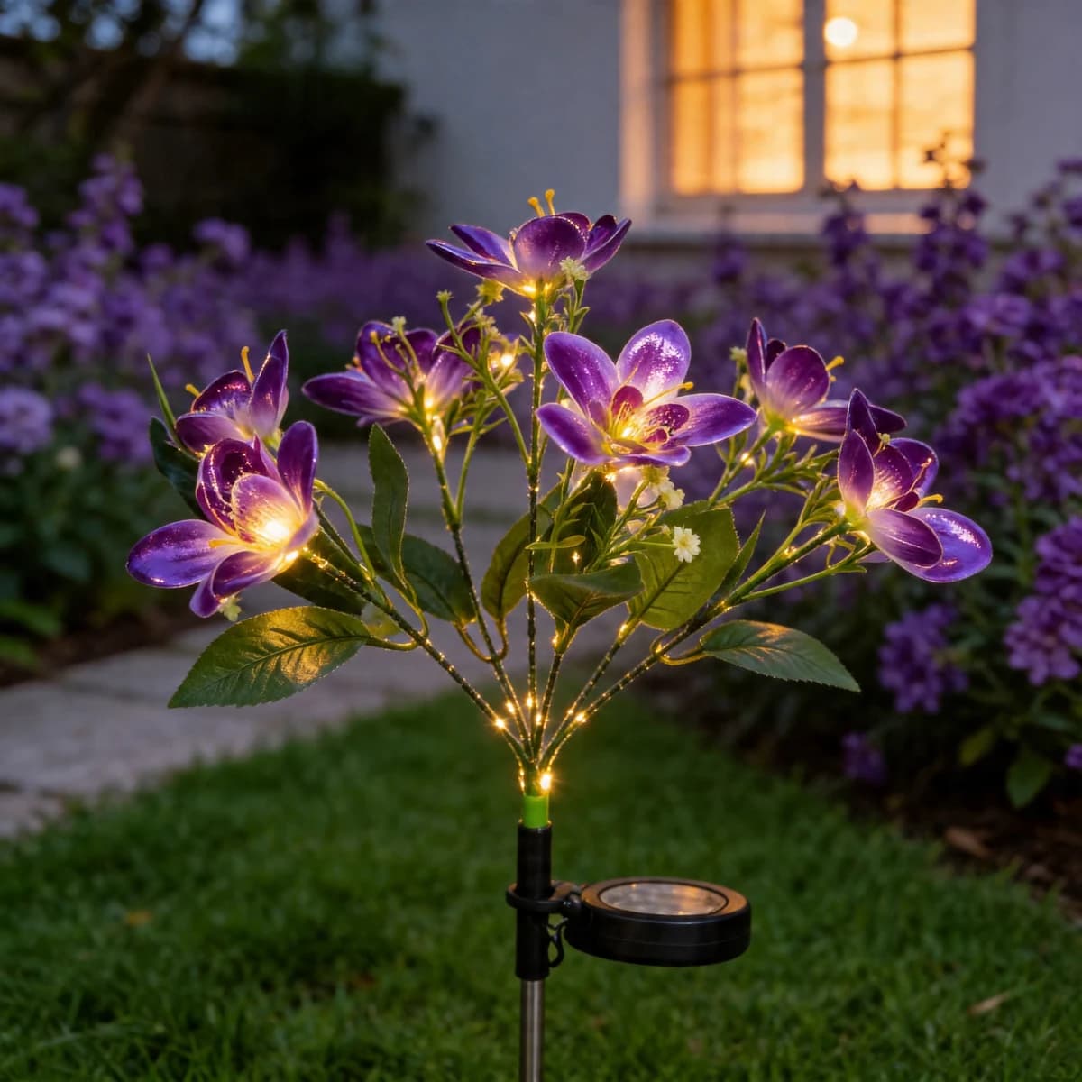 Solar Powered 7-Head orchid Lamp, Outdoor Solar Simulated Flower Garden Decoration Lamp, High Brightness Garden, Terrace, Path