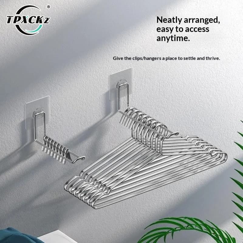 SL Versatile Wall Mounted Foldable Clothes Hanger Rack Windproof Antislip Space Saving Organizer