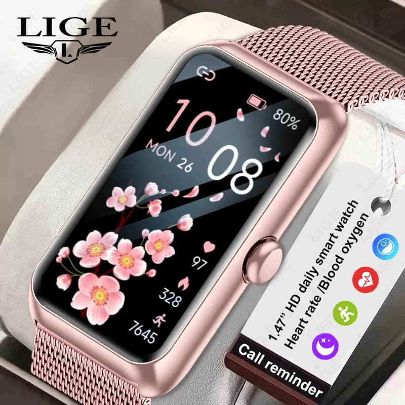 Smartwatch da Donna LIGE con Chiamata Bluetooth, Cinturino Leggero, Impermeabile IP68, Monitoraggio Frequenza Cardiaca, Fitness Tracker, Controllo Musica