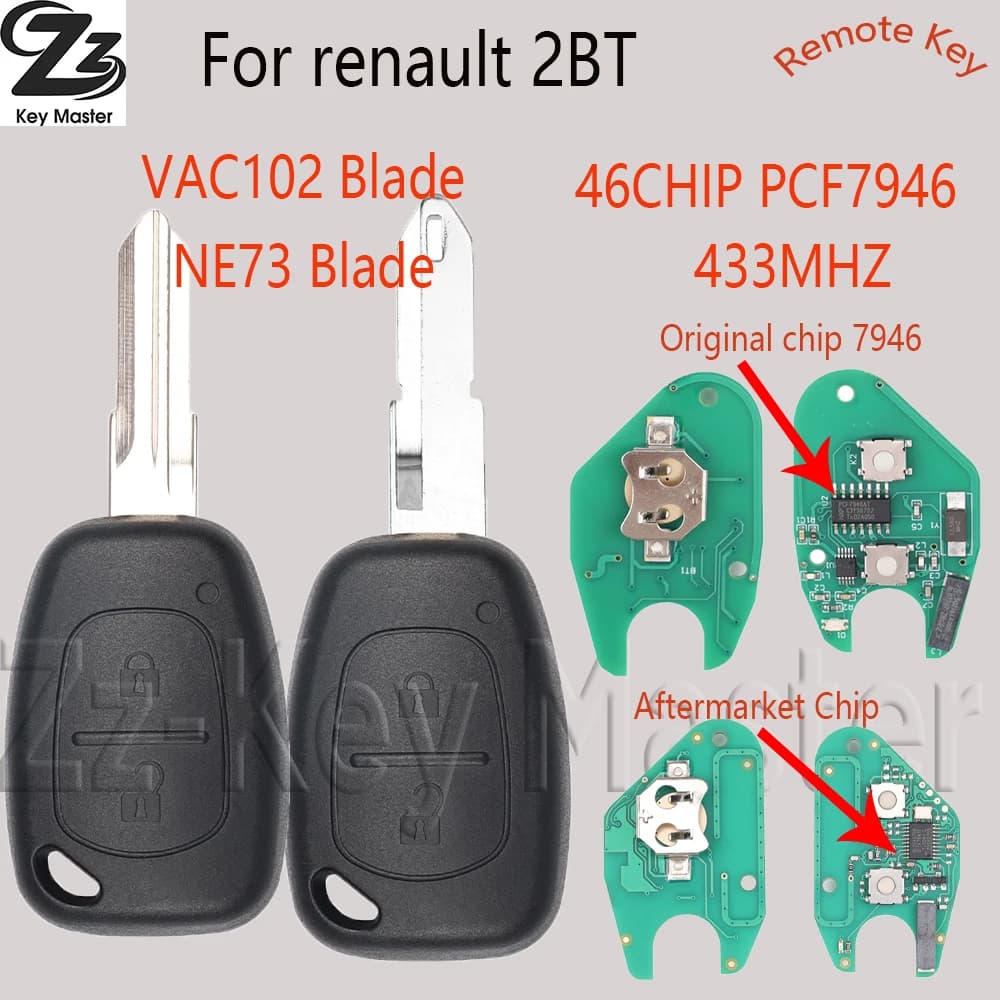 Zz PCF7946AT/AFM 46CHIP 433MHZ Chiave A Distanza Per Auto Per Opel Vivaro Vauxhall 2003-2012 Per Renault Trafic Master Kangoo Movano Transmi