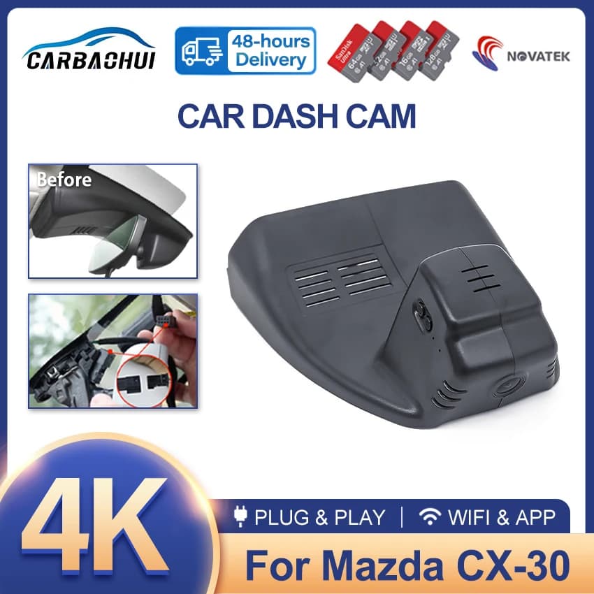 HD 4K 2160P Car DVR Dash Cam Camera For Mazda CX-30 CX30 Wifi Video Recorder HD Night Vision Wireless DashCam