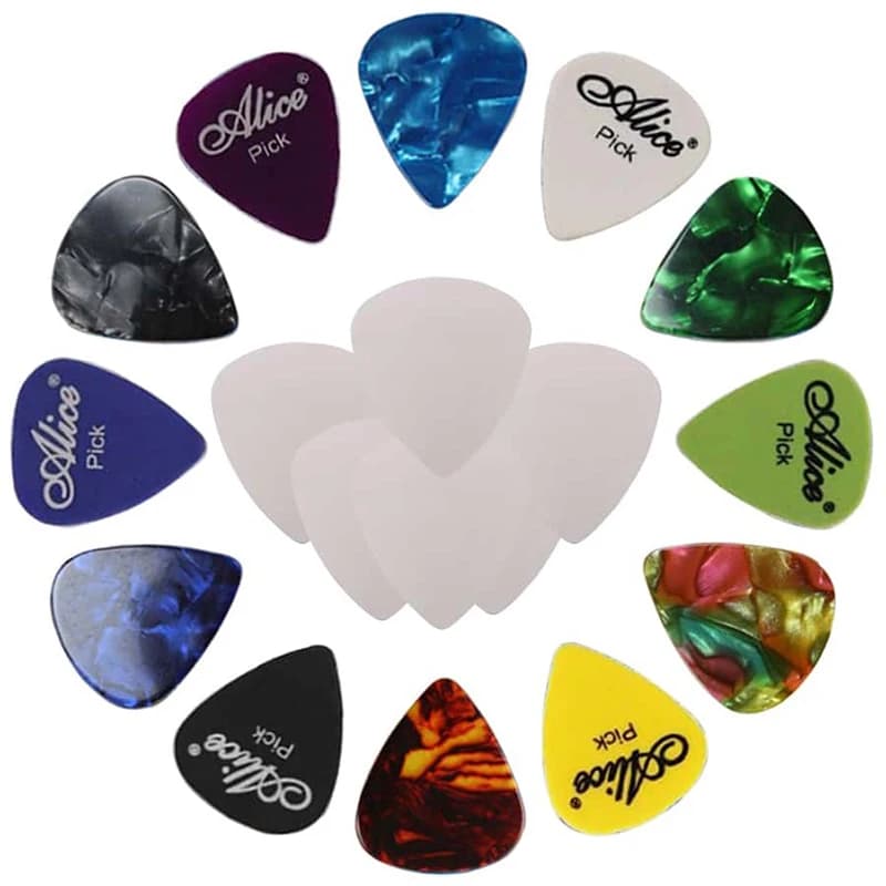 Set di plettri per chitarra da 18 pezzi 6 pezzi casuali 6 pezzi celluloide da 0,46 mm 6 pezzi palette in metallo accessori per esercitazioni quotidiane per chitarra per principianti TMZ