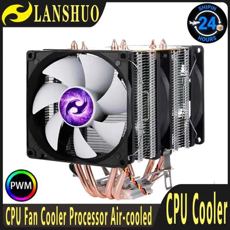 LANSHUO x99 i3 i5 i7 Processore Dual Tower con 4 Heat Pipe, Dissipatore CPU con Ventola PWM da 90mm, Compatibile con LGA1200 115x 1851 AM4 AM5 2011 2066 1700