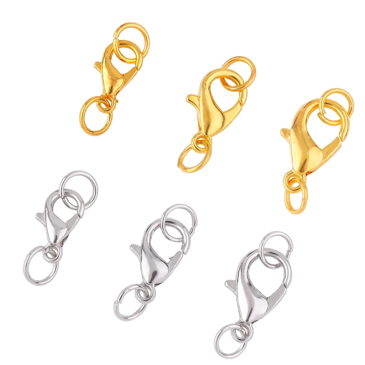 10Set Chiusura a moschettone in acciaio inossidabile Anelli di salto Connettori Chiusura per bracciale Collana Catene Creazione di gioielli fai da te 10/12/14mm