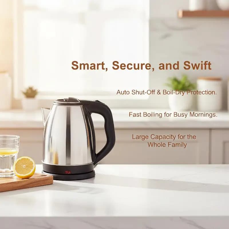 Travel Electric Kettle 2L Stainless Steel Portable Water Boiler For Tea Coffee Home Hotel Trip Use