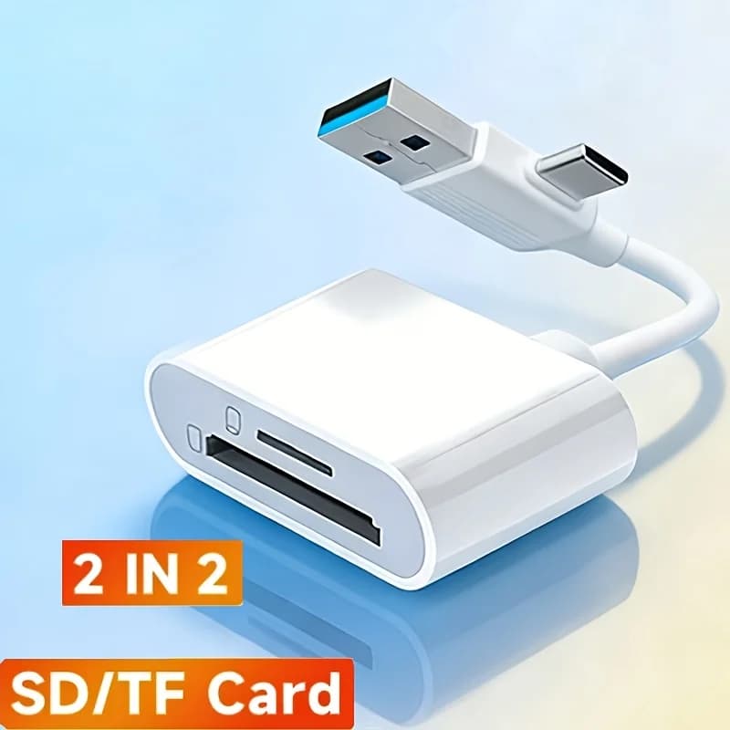 Lettore di Schede Multifunzione 2in2 Tipo-C per Schede SD TF, Convertitore per Macbook, PC, Laptop, Samsung, Poco