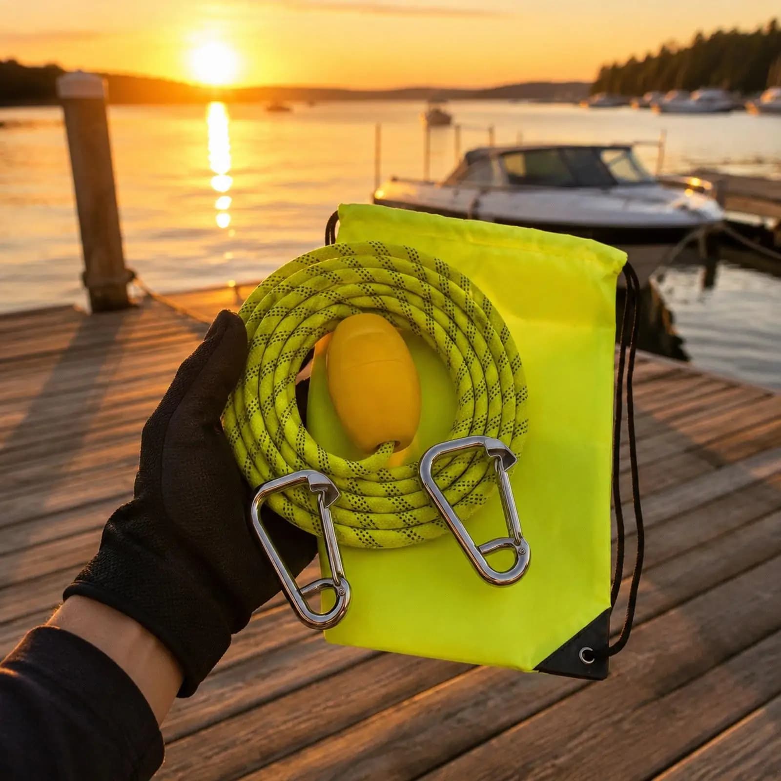 Corda di traino versatile per kayak, leggera e riflettente, per imbarcazioni e moto d'acqua