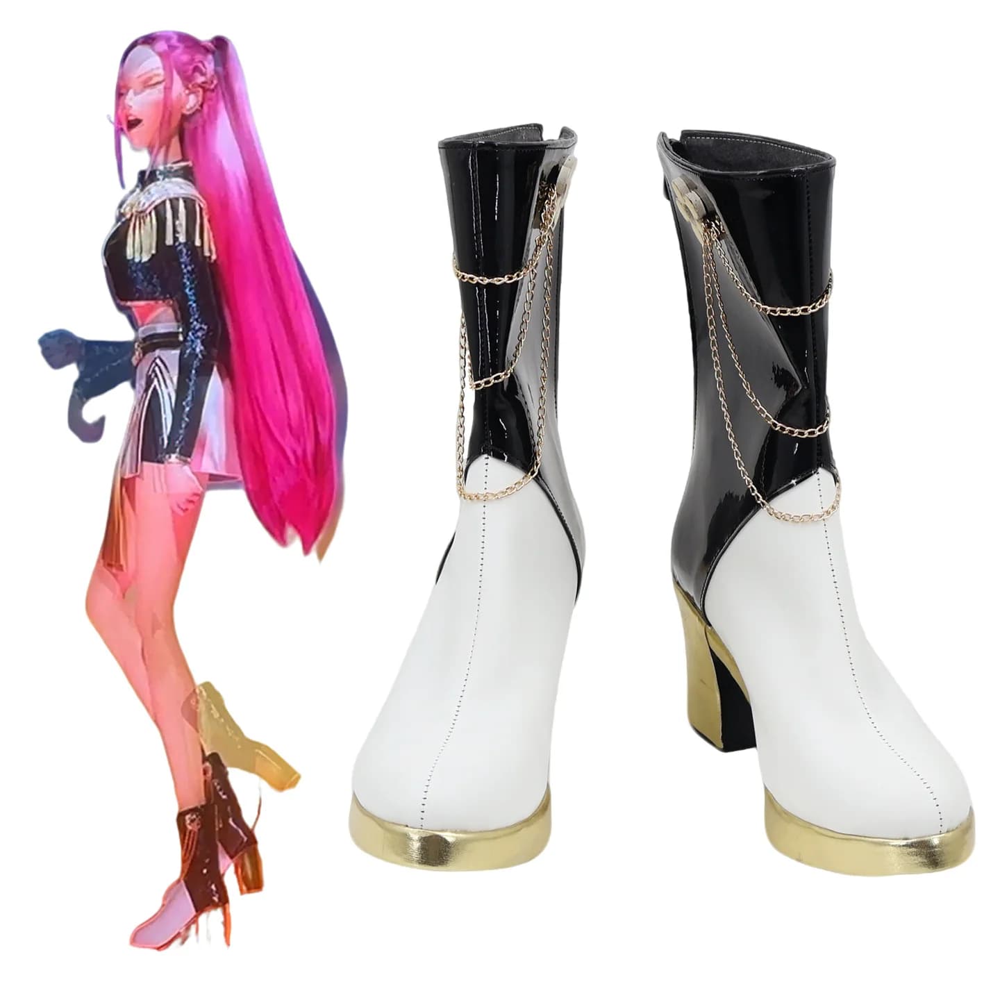 Mira Cosplay Shoes with high heel White boots Halloween Carnival Mira boots tailored