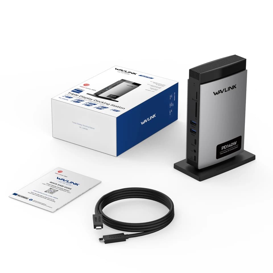 Wavlink 11 1 PD3.1 Docking station USB C a triplo display 140 W Potenza 2.5D 9H Grado Pet HDM1 * 2 8K DisplayPort RJ45 10G