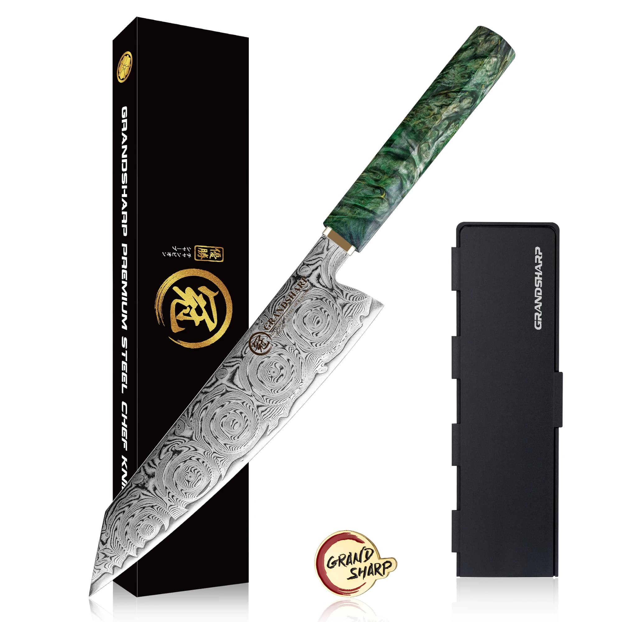 8''''Kiritsuke Grandsharp knife Kitchen knife with 67-layer steel blade with visible humanized design handle