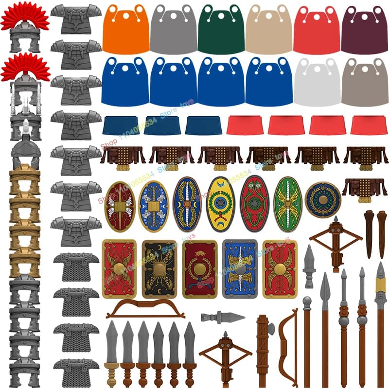 N826-828 Soldati romani Accessori medievali per fanteria pesante Bandiera Leone casco Action Figures Building Blocks Bambole Giocattoli Regali