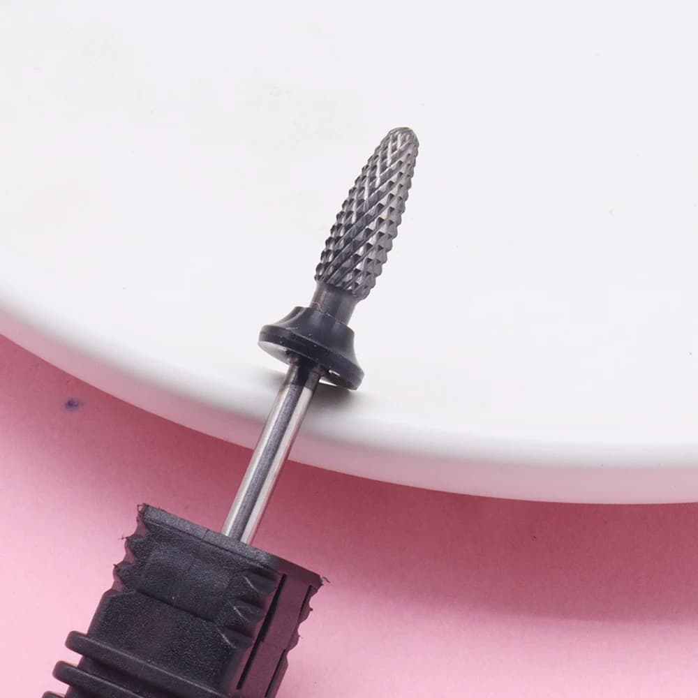 1 Pezzo Fresa per Unghie Multifunzione Nera Placcata da 4mm, Testa Lucidante da 2.35mm per Rimozione Smalto e Base Coat
