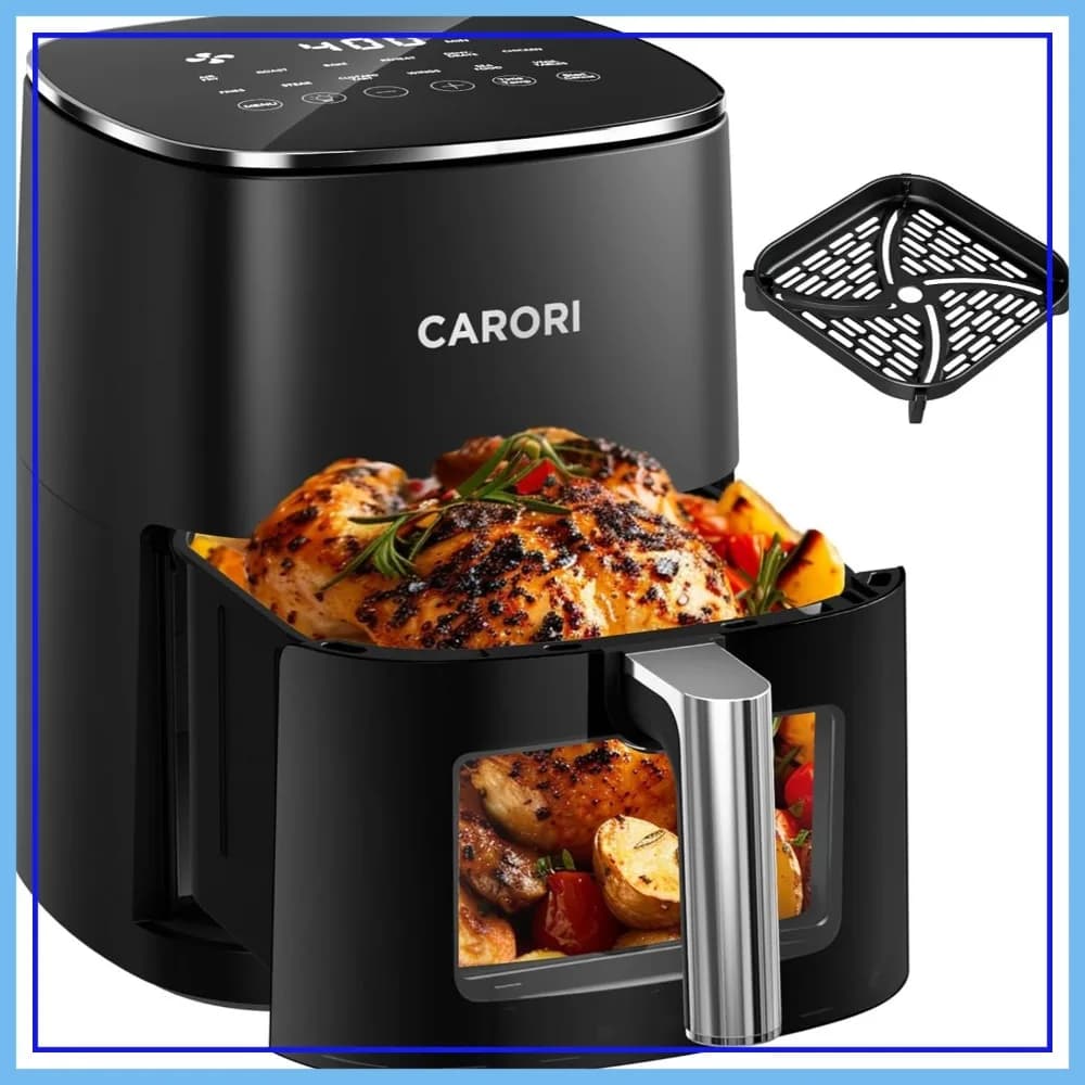 Friggitrice ad Aria da 6QT con Finestra di Visualizzazione, 1700W Cottura Veloce e Uniforme, 12 Programmi Preimpostati, Max 400°C ° F, cestello antiaderente grande, lavabile in lavastoviglie
