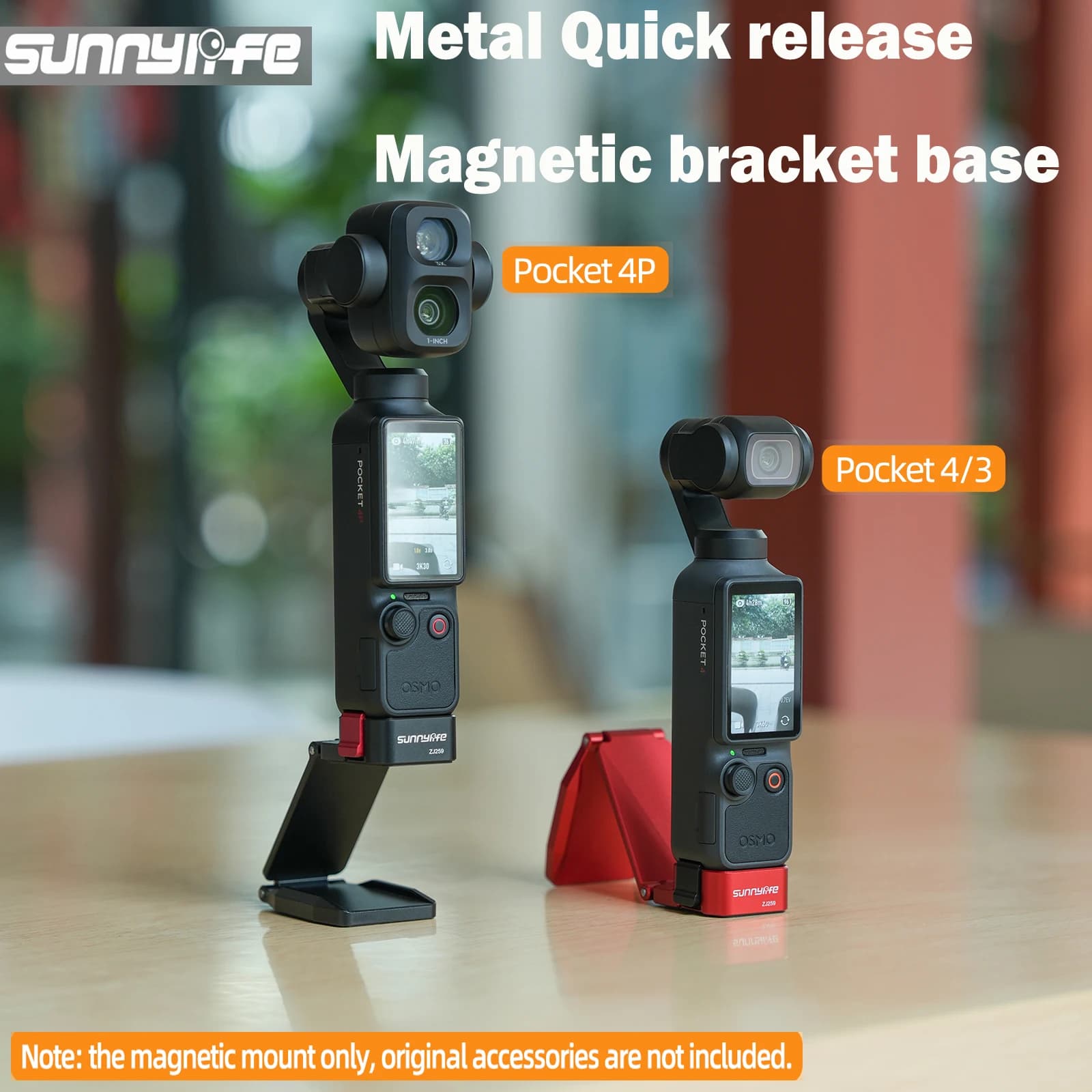Sunnylife For DJI Osmo Pocket4P/4/3 metal quick release magnetic bracket 1/4-inch base photography accessories