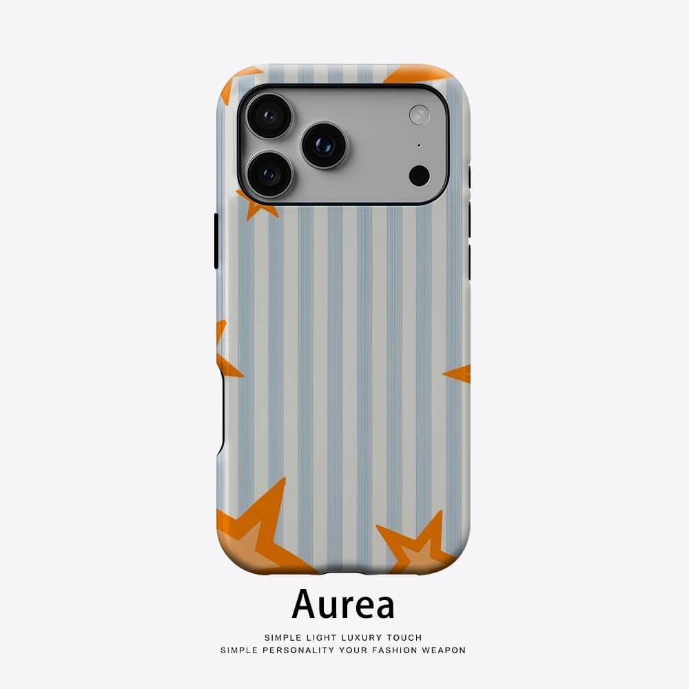 Custodia per telefono a strisce azzurre con stella arancione per custodia magnetica per iPhone 17 16 15 Pro Max Plus, custodia singola/doppio strato