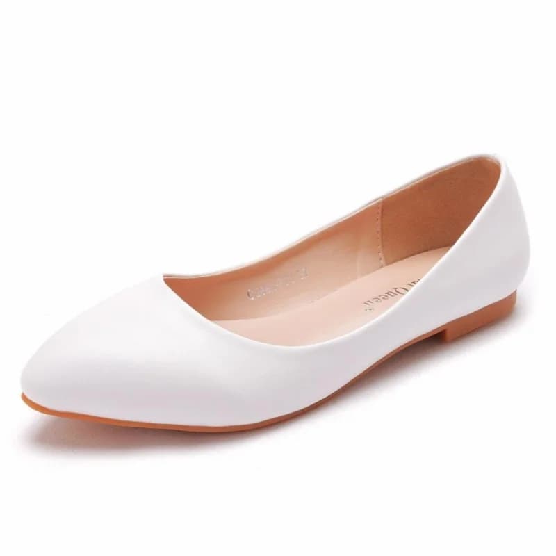 Scarpe basse da donna bianche, con suola morbida, slip-on, scarpe da lavoro classiche e comode per l'ufficio e il pendolarismo