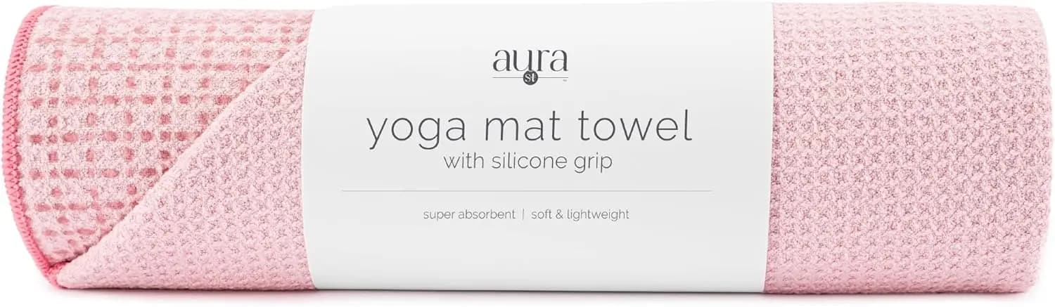 Telo Antiscivolo per Tappetino Yoga, Morbido e Assorbente per Palestra, Pilates, Hot Yoga, 24x72 pollici, Rosa