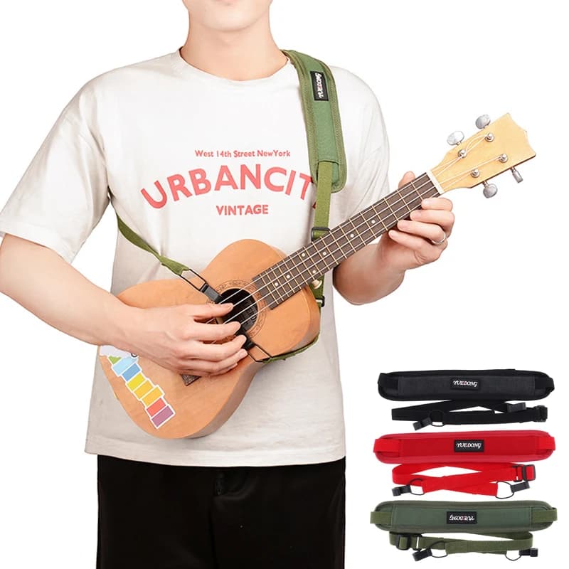 Tracolla per ukulele senza gancio per trapano Tracolle colorate per chitarra piccola Fascia da appendere in cotone traspirante adatta alla maggior parte delle dimensioni standard