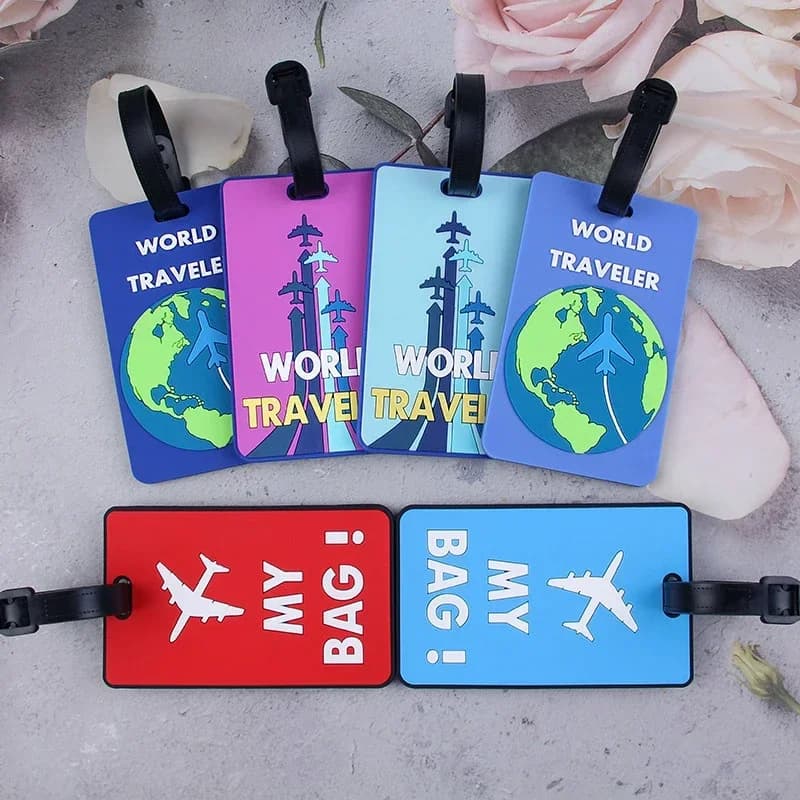 1pc etichetta per bagagli in gomma morbida in PVC valigia creativa stile moda supporto da viaggio portatile in silicone accessori da viaggio etichette per bagagli