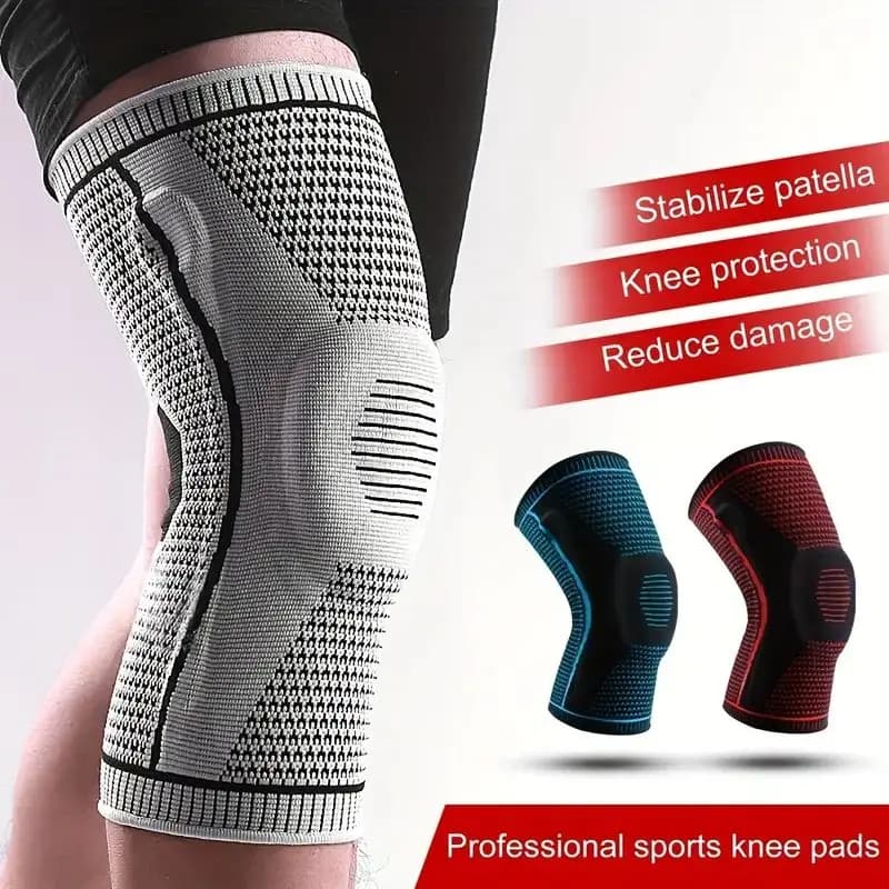 Anti-slip knee brace with roller bearing stabilizers Comfort-Fit compression sleeve for arthritis, sport
