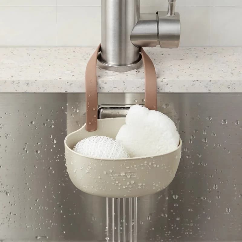 Cestello portaoggetti da cucina per spugne e spazzole, appendibile senza foratura, organizer per utensili e ciotole