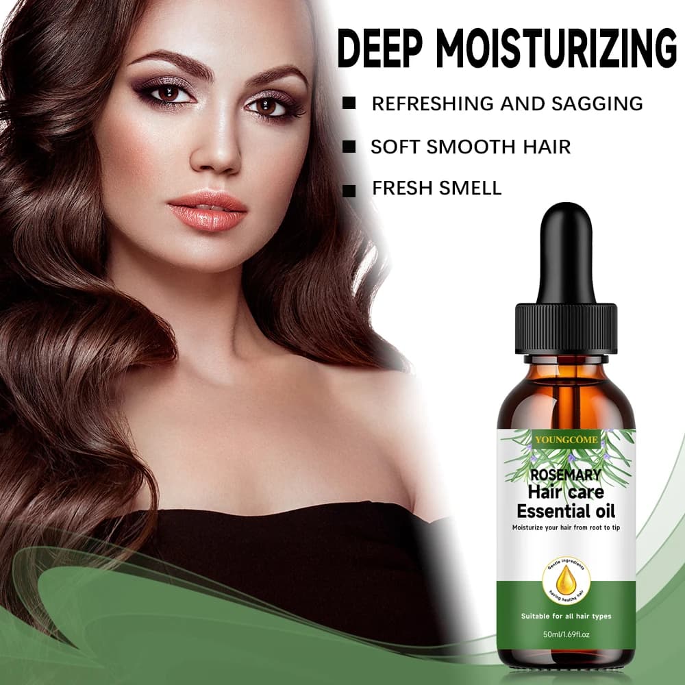 YOUNGCOME Olio essenziale per la cura dei capelli al rosmarino, Nutre riparazioni Migliora l'effetto crespo Previene la caduta dei capelli Diradamento Cura dei capelli danneggiati