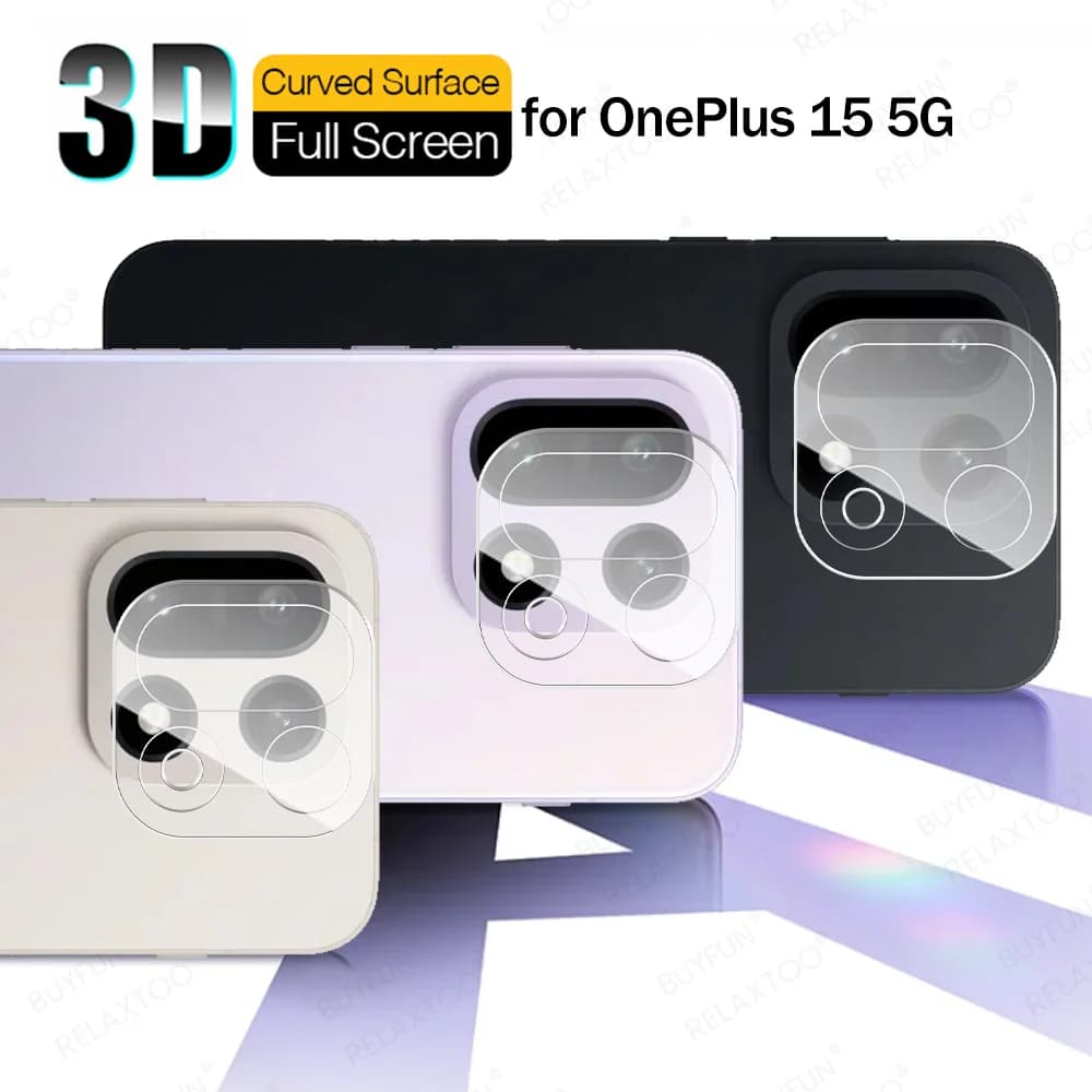 2 Pezzi Pellicola Protettiva in Vetro Temperato 3D per Fotocamera OnePlus15 One Plus 1+ 15 5G Global 2025 Protezione Lente Posteriore HD 9H Pellicola Protettiva per Obiettivo