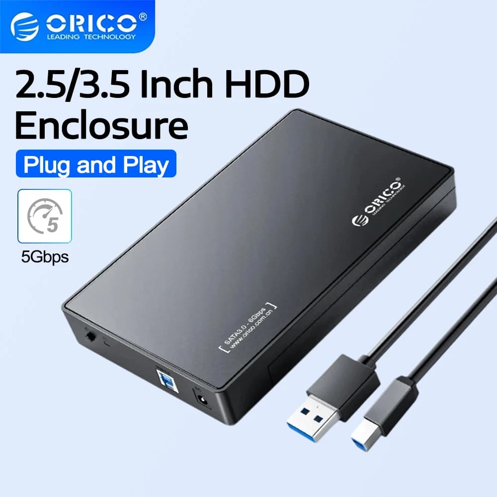 ORICO Enclosure per disco rigido esterno da 2,5/3,5 pollici SATA a USB 3.0 Type-C con adattatore di alimentazione 12V/2A Supporto UASP Tool fre