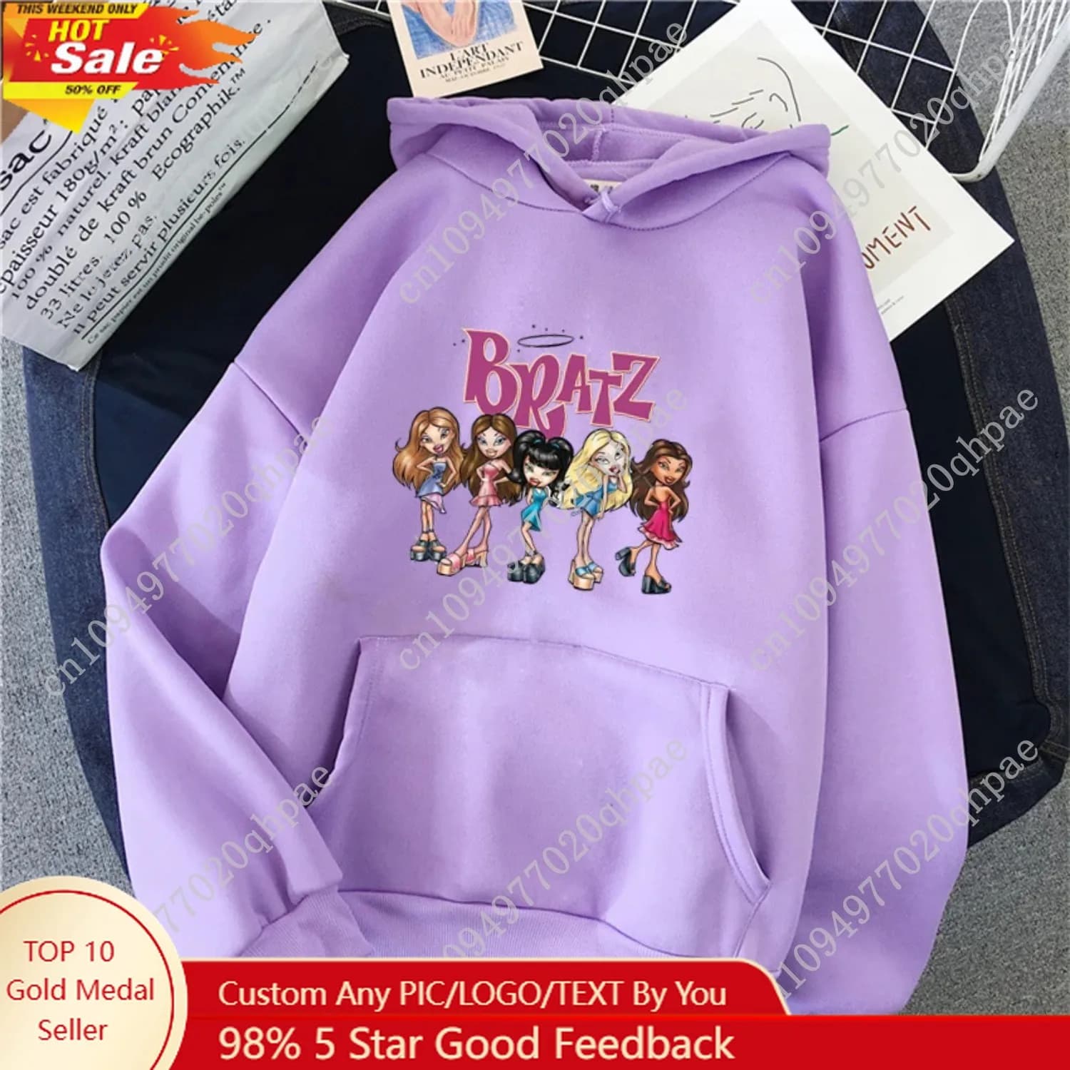 Bratz Lettera stampata Plus Size Donna Felpa con cappuccio Felpa con cappuccio da donna Hip Hop Manica lunga Streetwear Abbigliamento maschile unisex Top