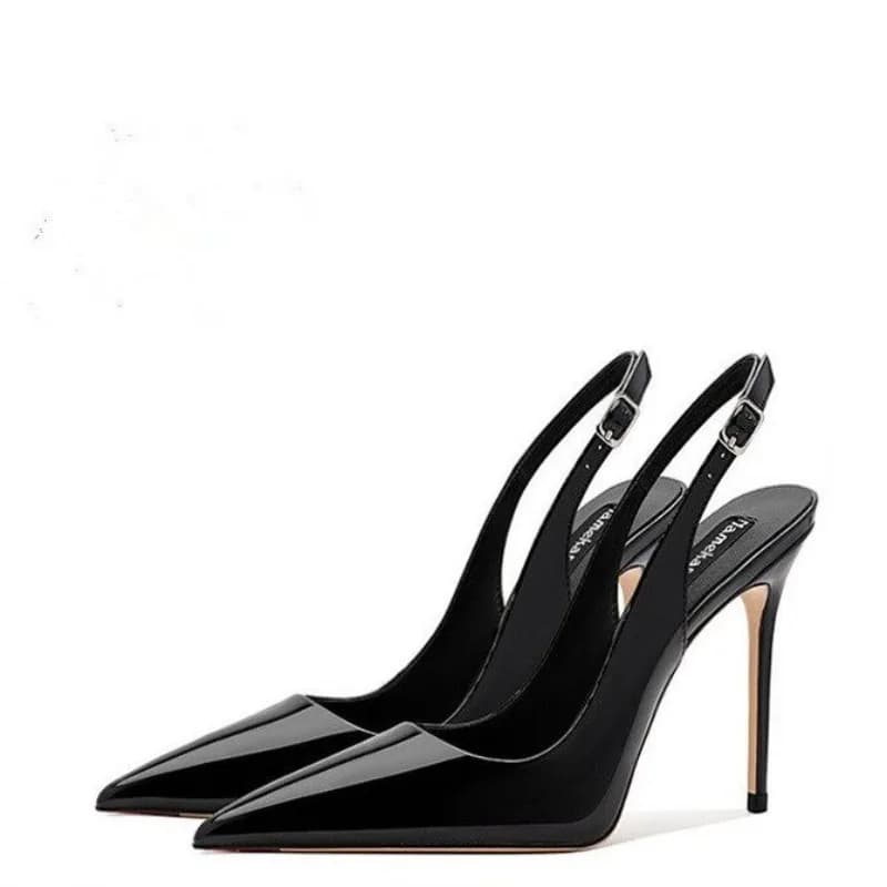 Sexy High-heeled Sandals with Pointed Tips and Elegant 2025 Summer Patent Leather Strappy Fashionable Party Women's Shoes