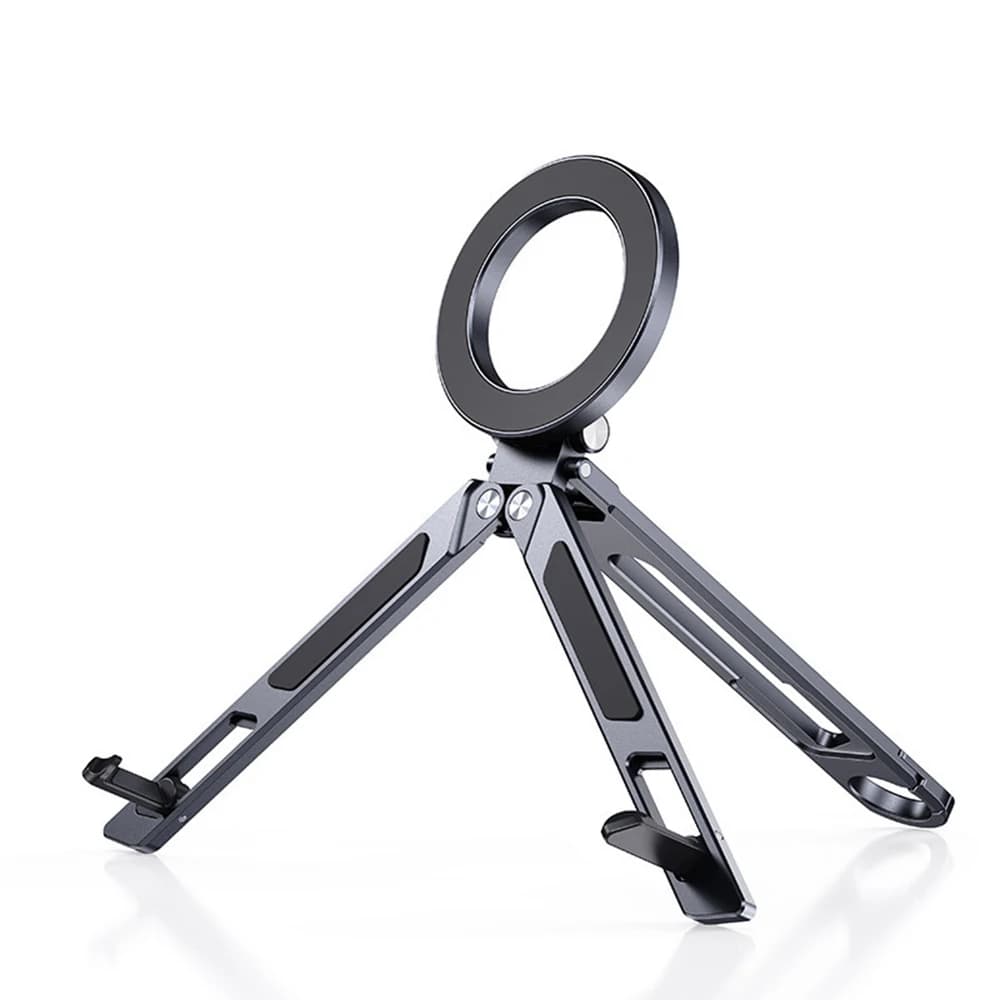 Magnetic Tripod Stand for iPhone iPad, 2-in-1 Phone Holder with Carabiner, Selfie Stick Strong Magnet Portable Travel Gym