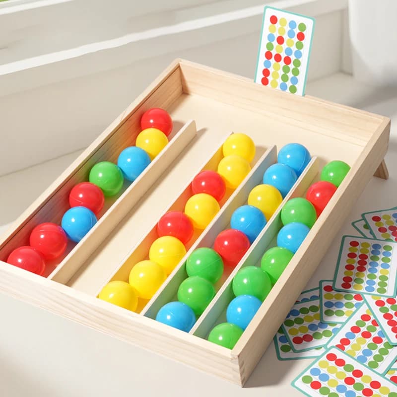 Gioco da tavolo di ordinamento con palline arcobaleno in legno Montessori Giocattoli parrocchetti Cognizione del colore Pensiero logico Sfida Gioco di strategia sociale