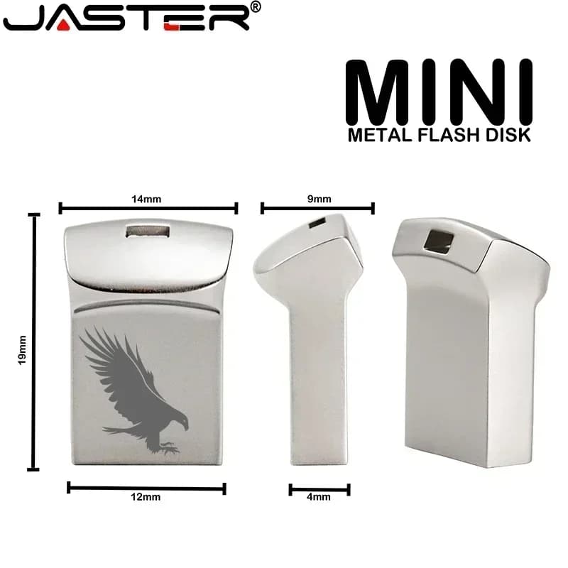 JASTER Mini Metal USB 2.0 Flash Drives Silver Business Gifts Memory Stick Pen Drive Waterproof Storage Devices 32GB 64GB U Disk
