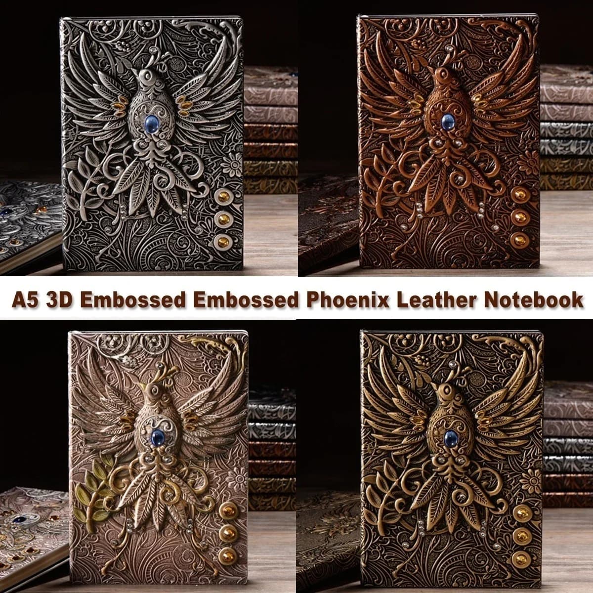 Fashion Vintage Embossed Leather Printing Travel Diary Notebook Journal A5 Book Creative Korean Stationery Office Accessories