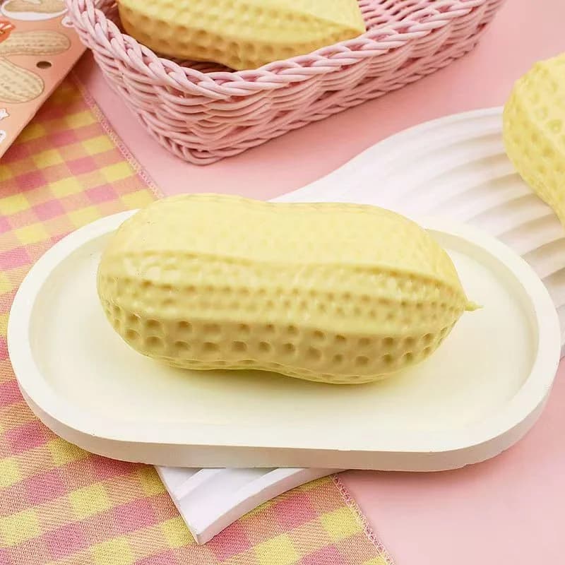 Pallina Antistress a Forma di Arachide! Palla Squeezable Croccante, Giocattolo Morbido al Tatto, Antistress Sensoriale ASMR per Bambini e Adulti
