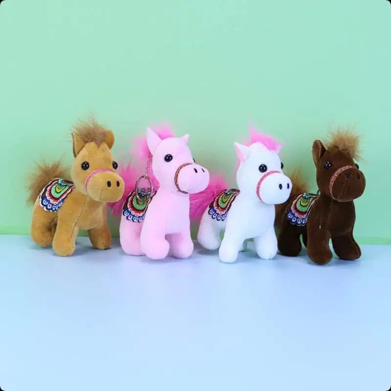 Simpatico cartone animato peluche pony ciondolo adorabile morbido pony farcito bambola borsa fascino portachiavi auto per bambini regali mascotte di Capodanno