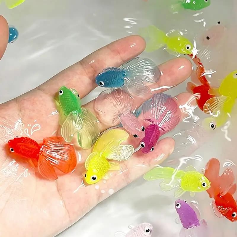 【New】10/20PCS Artificial Aquarium Goldfishes Fake Rubber Fish Ornament Realistic Moving Floating Fish Cat Toy Pet Supplies