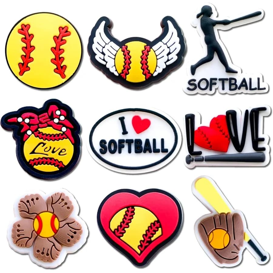 Ciondoli per scarpe sportive per braccialetti Sls con zoccoli Decorazione Baseball Softball Autunno Basket Calcio Ciondoli da nuoto