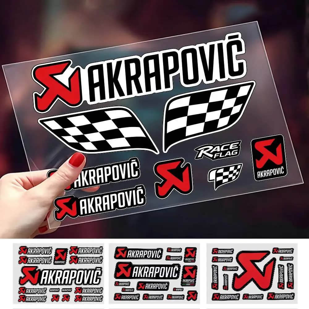 Adesivi Decorativi Riflettenti Impermeabili Anti-Graffio Multiuso AKRAPOVIC per Auto, Bici, Casco, Tazza, Frigorifero