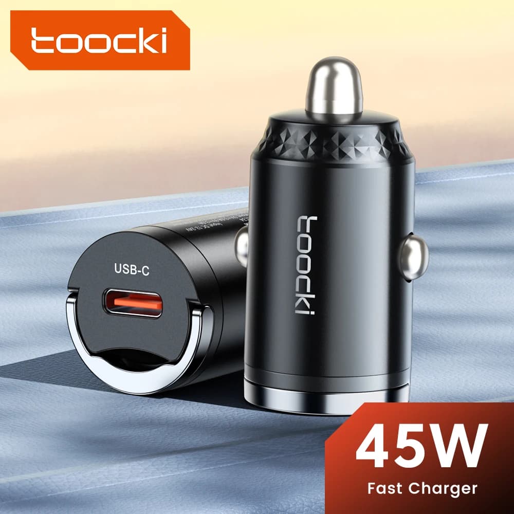 Caricabatterie da auto USB C Toocki 45W con anello estraibile, ricarica rapida per iPhone 17 16 15 Pro, Samsung S25 S24, Xiaomi 17Pro, Huawei