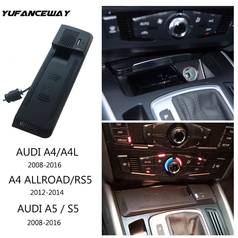 Caricabatterie Wireless per auto Qi 15w per caricabatterie Audi q5 B8 A4LS4 S5 supporto Mobile per telefono RS5 accessori per ricarica rapida caricabatterie a5