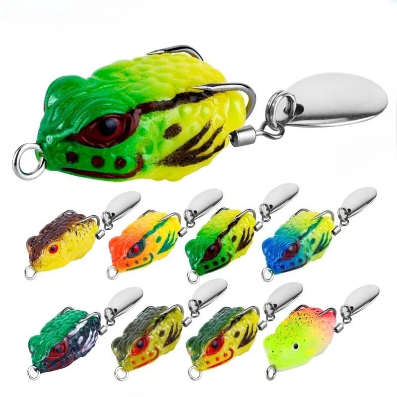 1 pz Mini Rana Esca Morbida Doppio Nascondere Gancio Richiamo di Pesca Bionica Paillettes Rana Esca Artificiale Realistico Tuono Rana Richiamo pesca