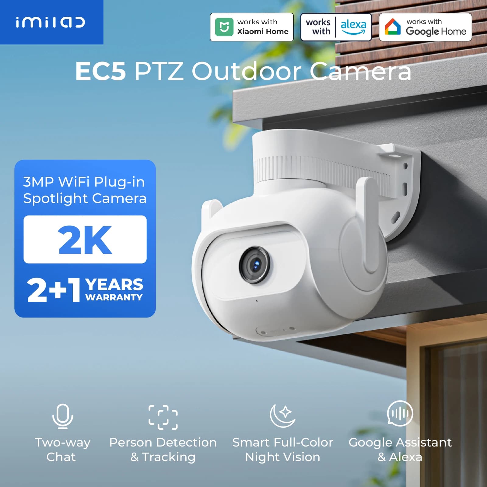 IMILAB EC5 -Kit smart security system, external video surveillance, wireless app control, projector camera, Wi-Fi, 2K