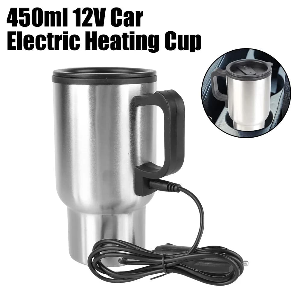 12V 450ml tazza da caffè per auto riscaldamento elettrico interno bollitore tazza termica per acqua in acciaio inossidabile campeggio bollitore da viaggio tazza riscaldante