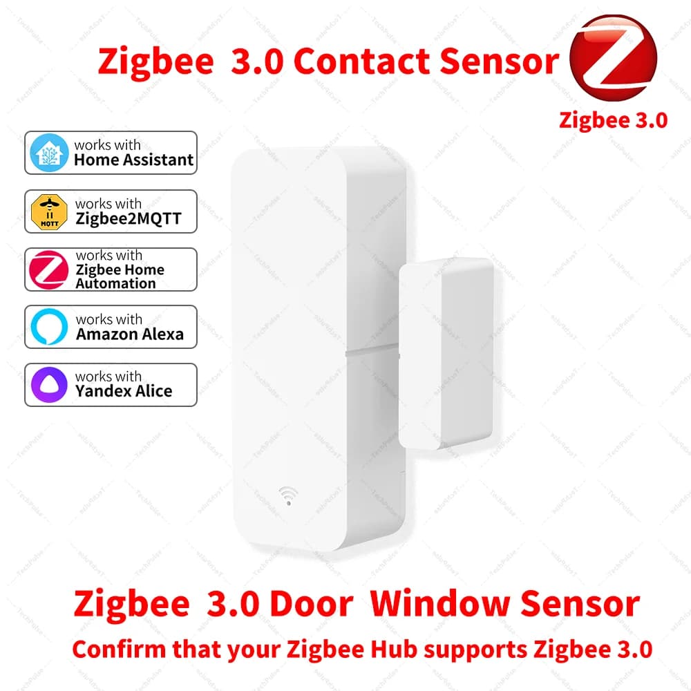 Sensore Zigbee 3.0 per Porte e Finestre, Sensore di Contatto, Hub Zigbee Richiesto, Compatibile con HomeAssistant, Yandex, Alexa, Zigbee2MQTT, ZHA