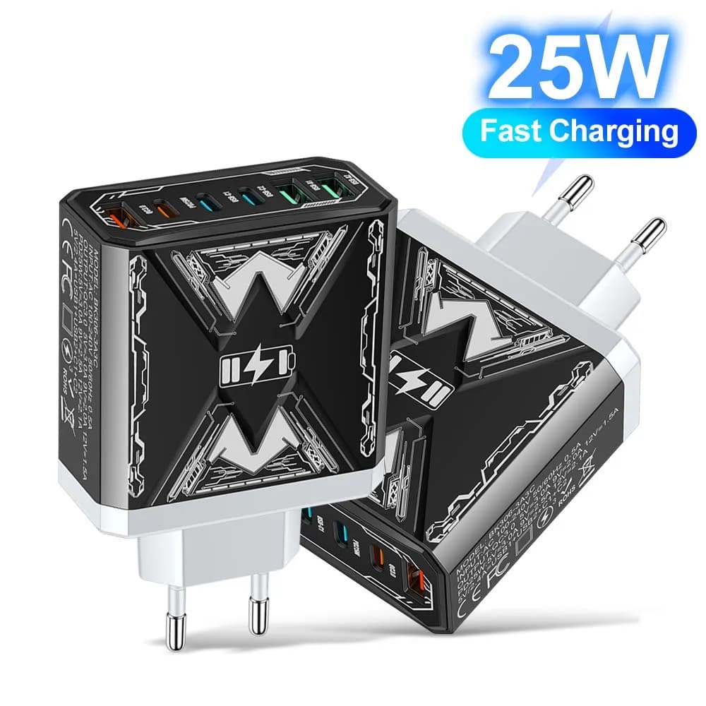 Caricabatterie rapido 3USB 3PD per iPhone Xiaomi Samsung Adattatore di ricarica rapida per telefono con presa da viaggio a 6 porte