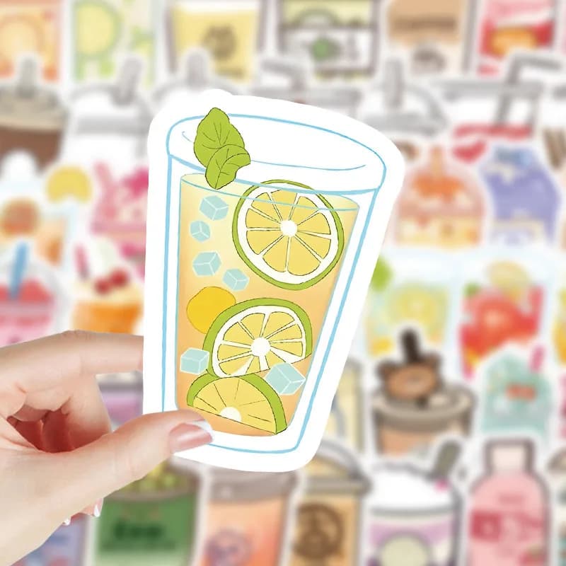103 Pieces Wall decals Theme scratches Carton Animated and Drinks Bubble Tea for Helmet, Bicycle, Creative Diary, Cushion, Stickers and Stories