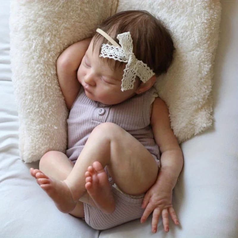 BZDOLL 20inch 50cm Asleep Reborn Doll (Vinyl Limbs, Cloth Body), 3D Skin & Veins, Newborn Gift Toy