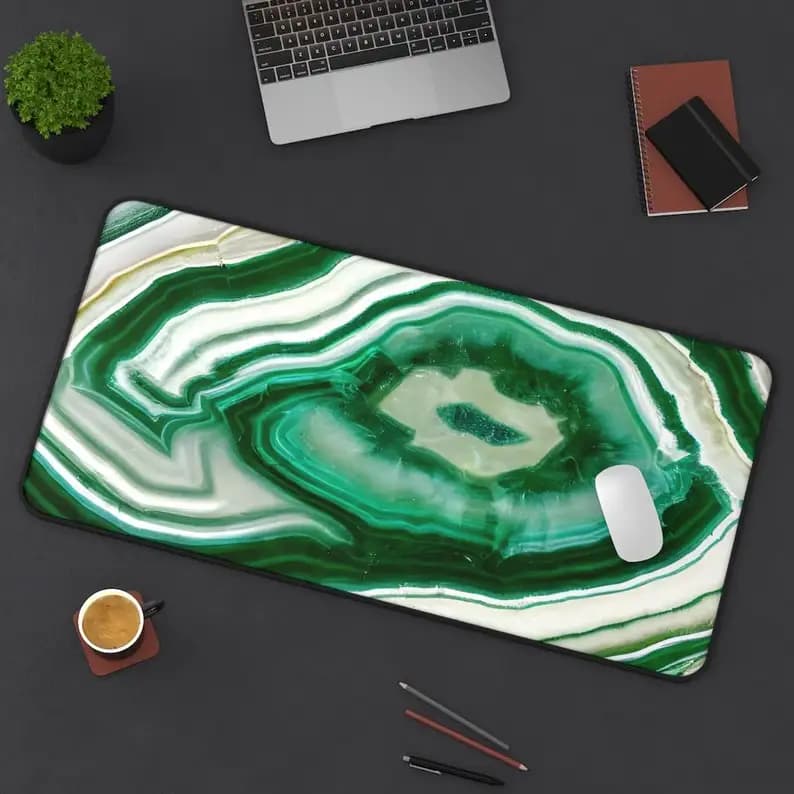 Tappetino da tavolo in marmo verde, tappetino da tavolo verde, tappetino per mouse da gioco antiscivolo e impermeabile, un regalo perfetto per gli amici, tappetino da scrivania Kawaii